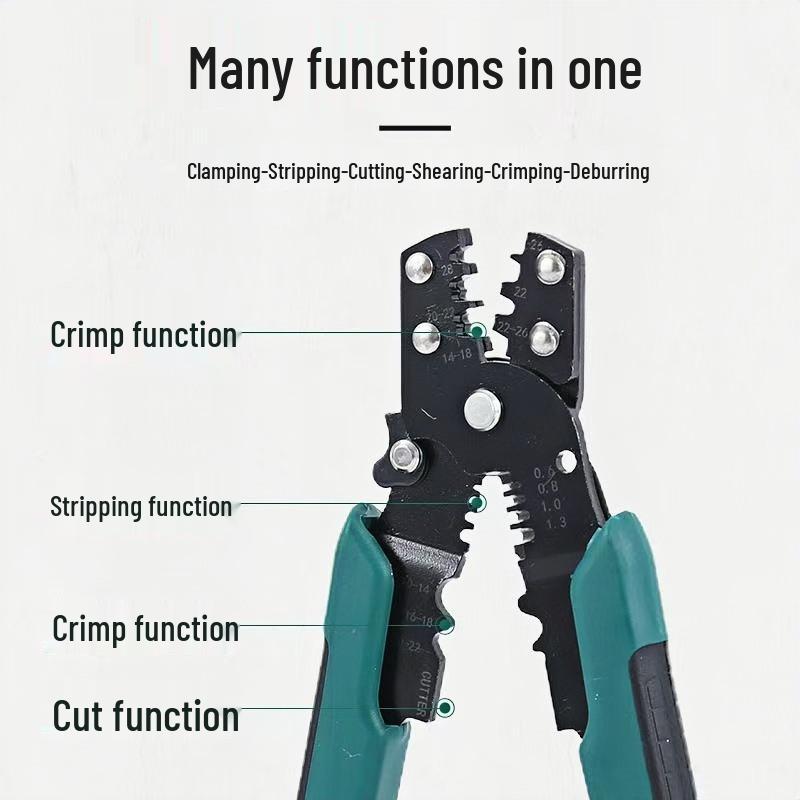 Multifunctional Electrician's Crimping Pliers: Terminal Connectors, Stripping, Cutting, Crimping for Wires and Cables
