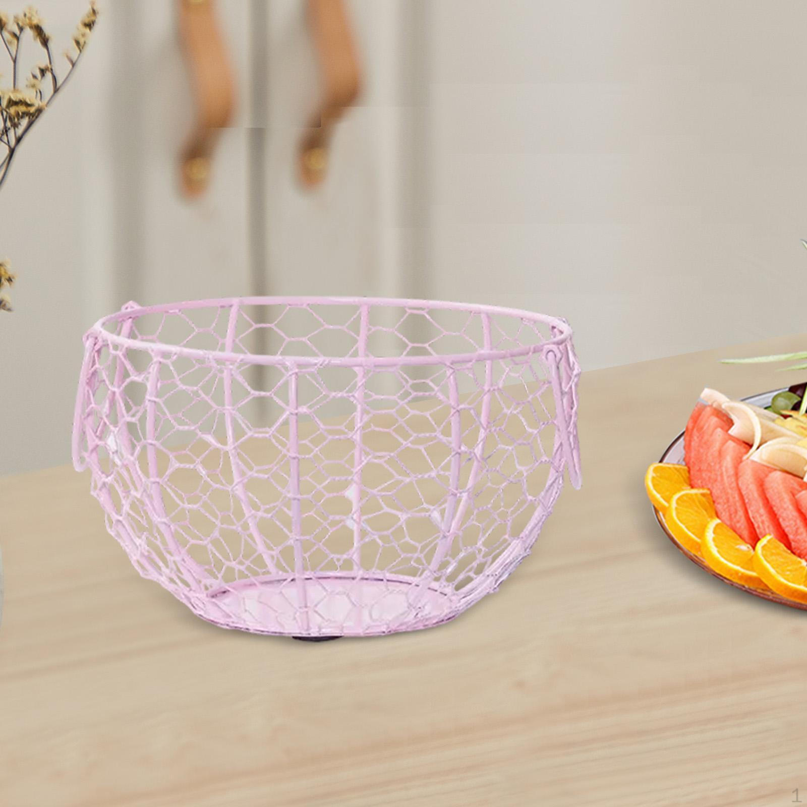 

Корзина для яиц, фруктов и овощей, декоративная, переносная, с ручкой, круглая розовый