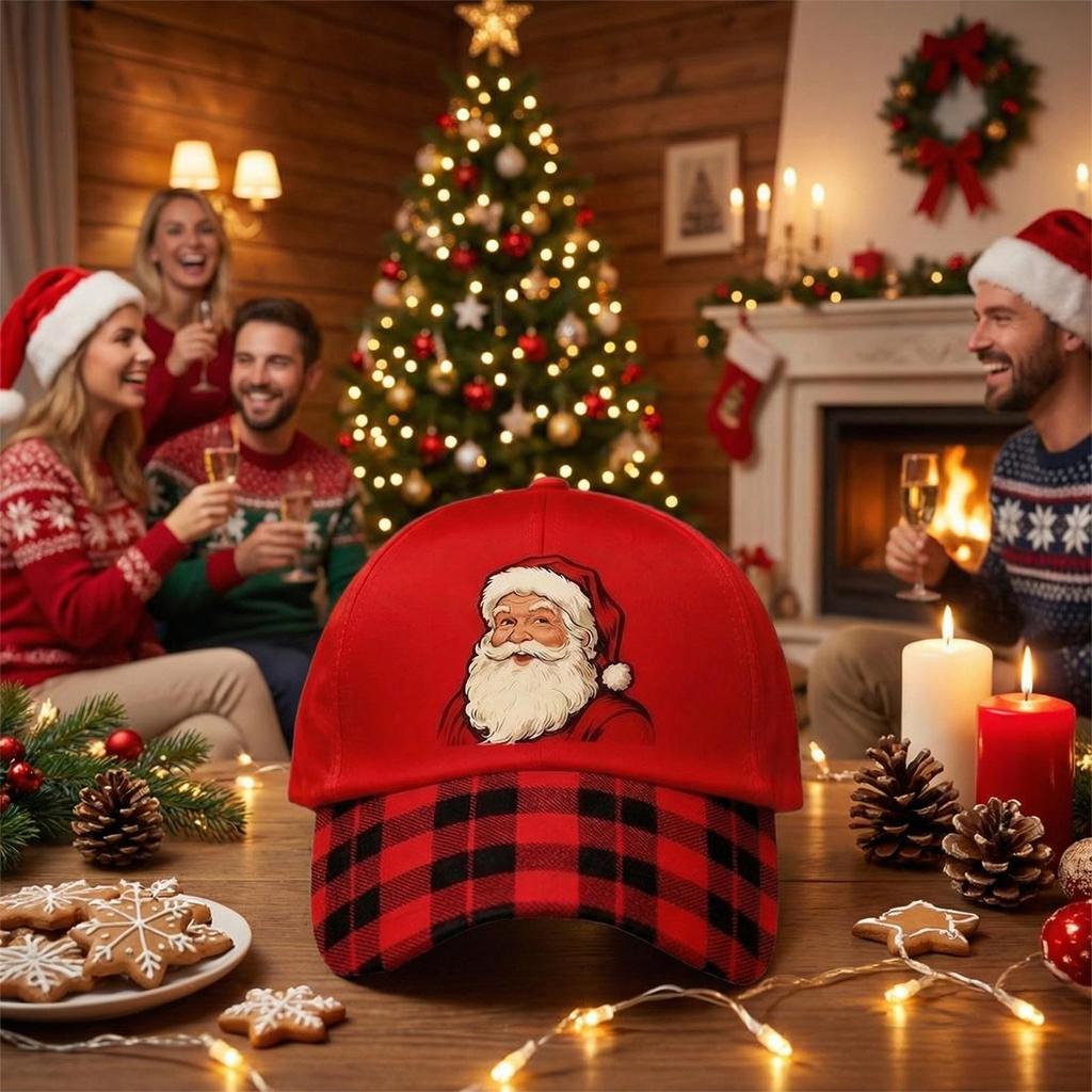 Baseball Santa Hat Festive Adjustable Embroidered Santa Claus Unisex Adult Baseball Caps For Lovers Family Friends Wife Husband