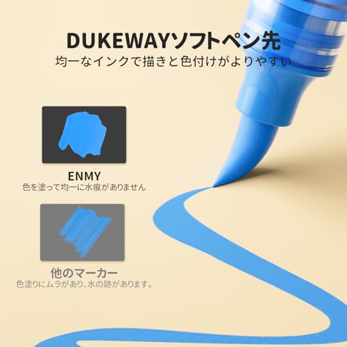 ENMY 60-Color Set of Direct-Ink Acrylic Markers, Water-Based, Brush Pens for Art, Manga, Fabric, Knitting, Canvas, Glass, Wood, and Textiles