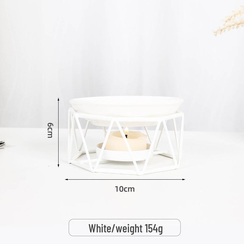 Lampă de aromaterapie transfrontalieră din fier și ceramică: Arzător de uleiuri esențiale și suport de tămâie pentru sfeșnic de birou.
