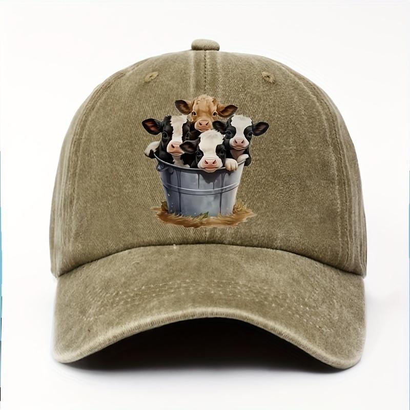 Cute cow print baseball cap with adjustable brim for outdoor sun protection and casual duckbill cap suitable for men and women