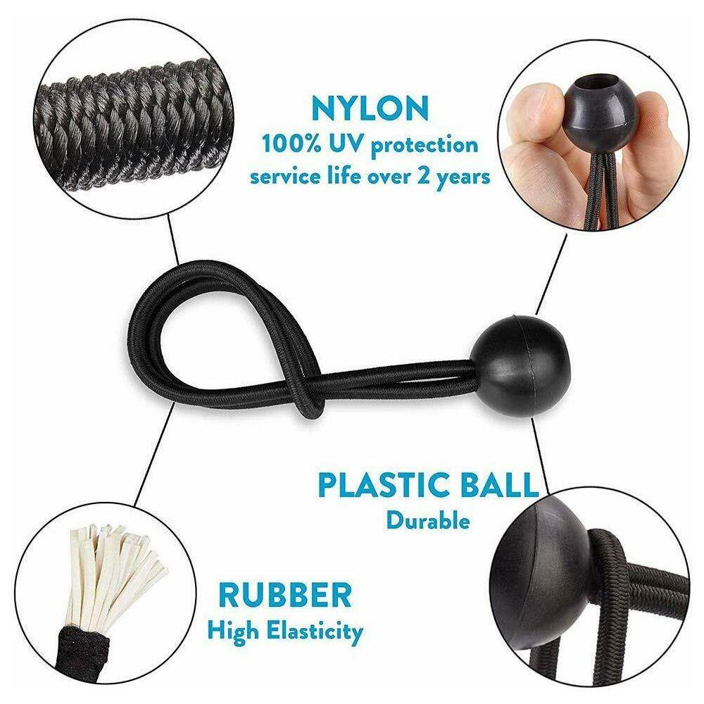 Ties Water Bottle Fixed Backpack Accessories Bungee Cord Loop Cord Black Ball Bungee Elastic Rope