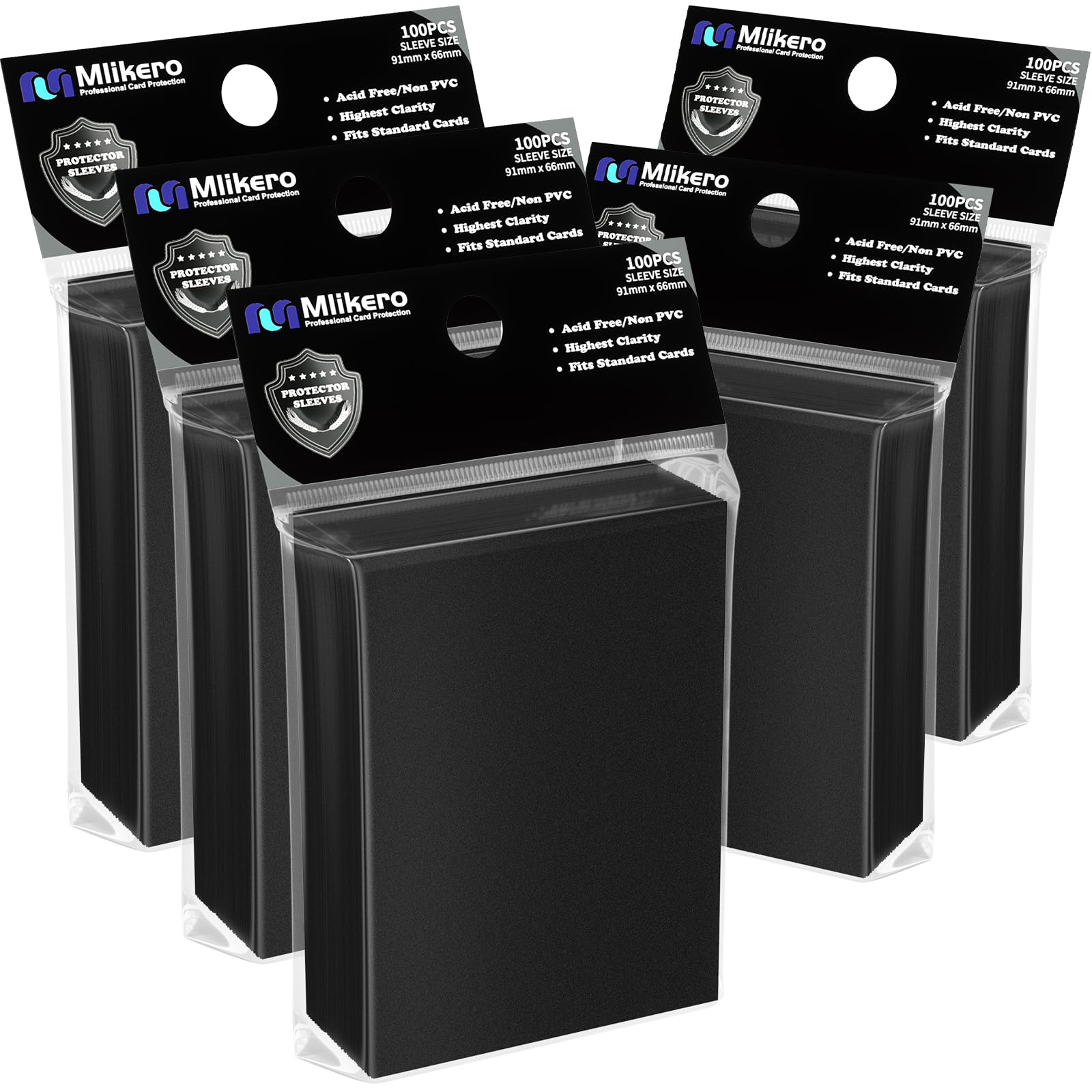 

Mlikero Matte Card Sleeves, 500 Sleeves, 66 x 91mm, Fits Standard TCG Cards (Black)