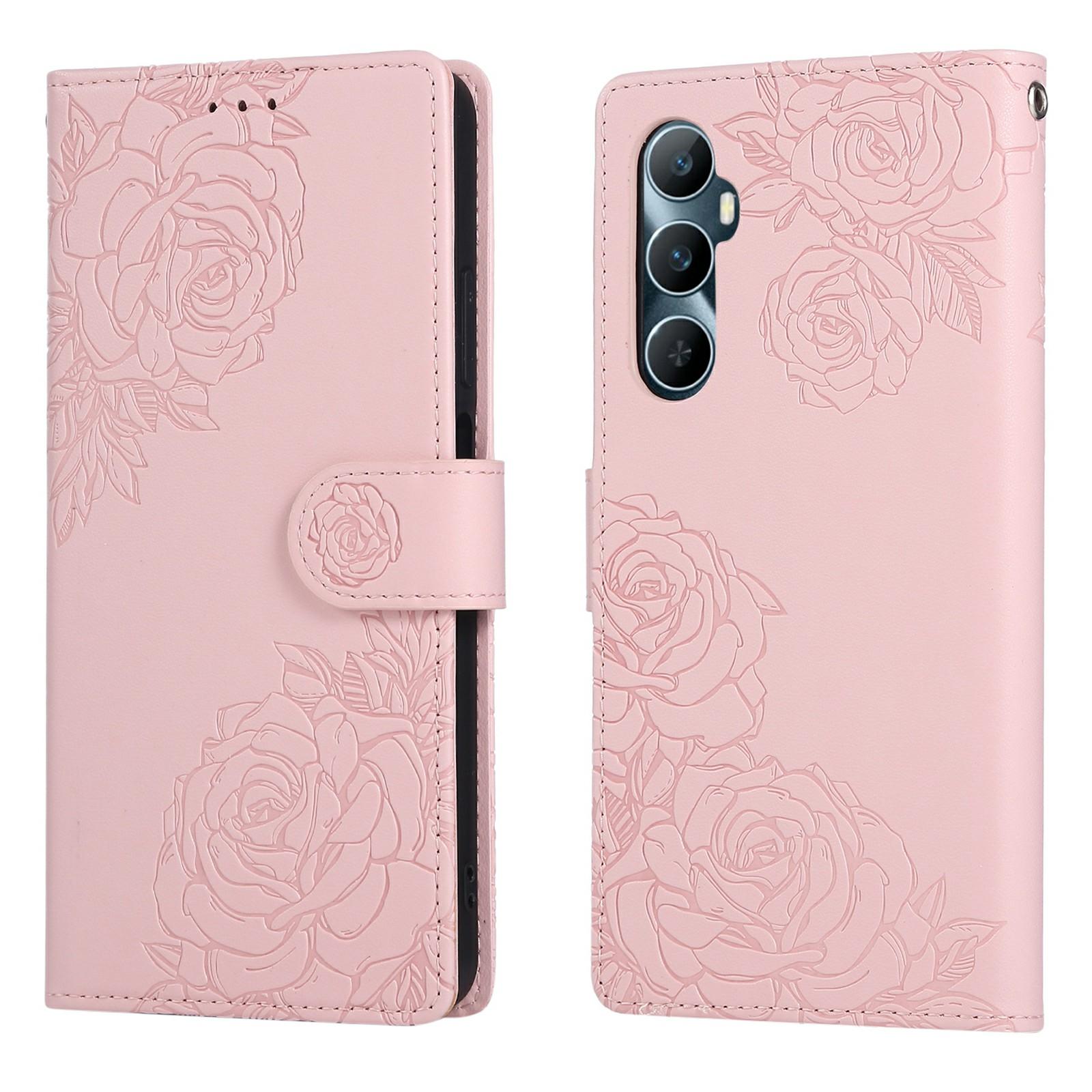 

Для Realme C65 4G Чохол Рожева Квітка PU Шкіра Гаманець Чохол для Телефону з 3 Відділеннями для Карт A