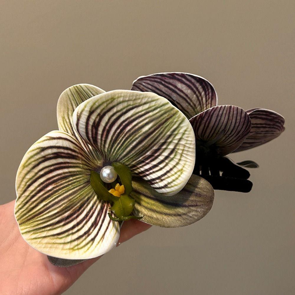 Butterfly Orchid Orchid Hair Clip Ponytail Clip Large Shark Clip Cute Flower Hair Claw  Daily