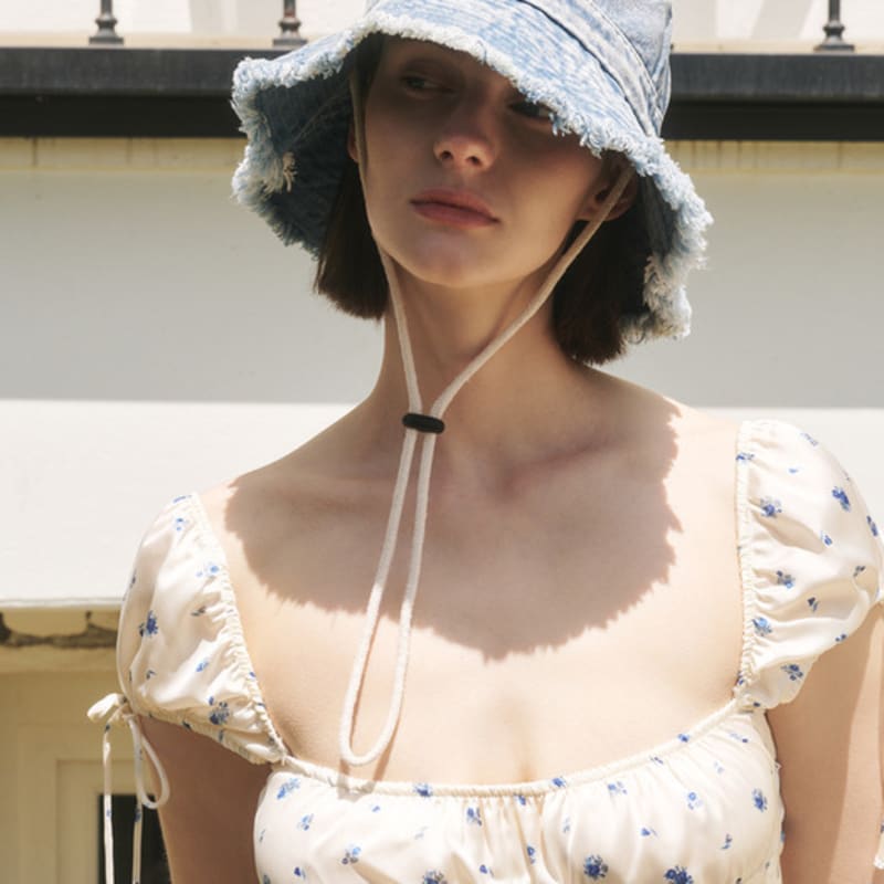 

ALLINCOMPLETE Denim Bleaching Safari Hat (3 Colors) Blue Denim (Denim Safari)