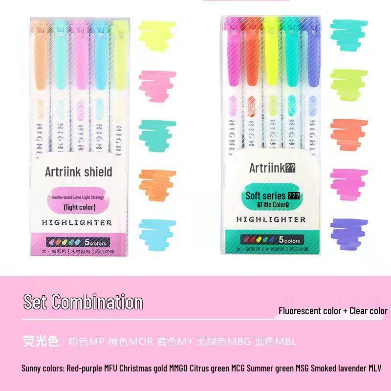 INS Style Dual-Tip Fluorescent Highlighter - Non-Bleed, High Visibility Pen for Planners