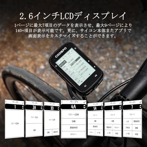 COOSPO CS500 Cycle Computer, GPS-equipped Bicycle Navigation System for Road Bikes, 2.6-inch Speedometer, Wireless Bluetooth 5.0 & ANT+, Cadence/Speed