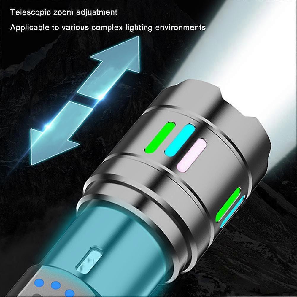 Strong Light Flashlight Telescopic Zoom White Laser With High-Capacity Battery