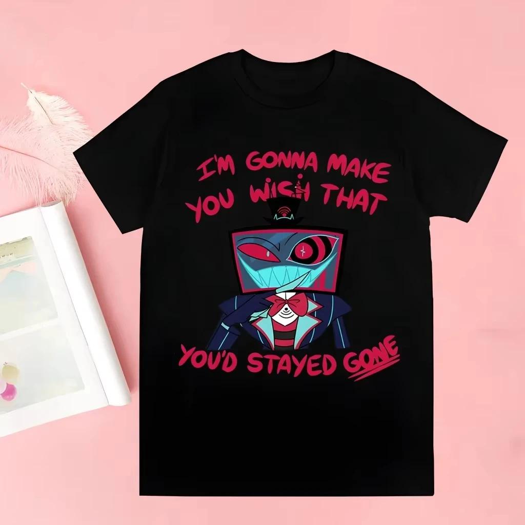 Sleeve T Shirt Cool Cartoon Casual T-shirt Streetwear Tops Hazbin Hotels Alastor Harajuku Tshirt Aesthetic Clothes Oversize Tees