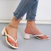 Damen Flip-Flops Mode Mid Heels Slipper Chunky Slingback Clip-Toe Schuhe Sommer Neue Pumps Sandalen Casual Damen Slides