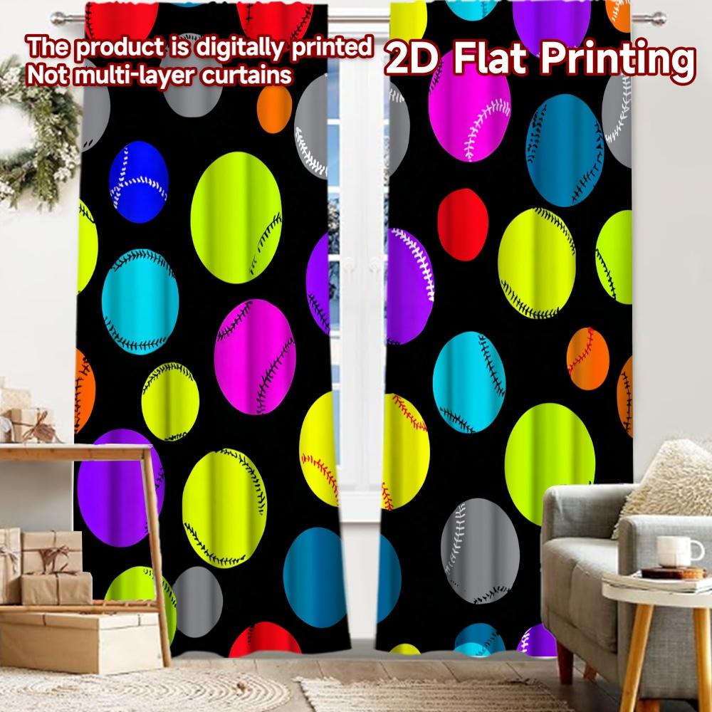 

2pcs, 2D FLAT PRINTING Curtains (Without Rod) Colorful Baseballs Christmas Festival Fashion Curtains Versatile Polyester 52.50 × 116.00 cm 2 pcs