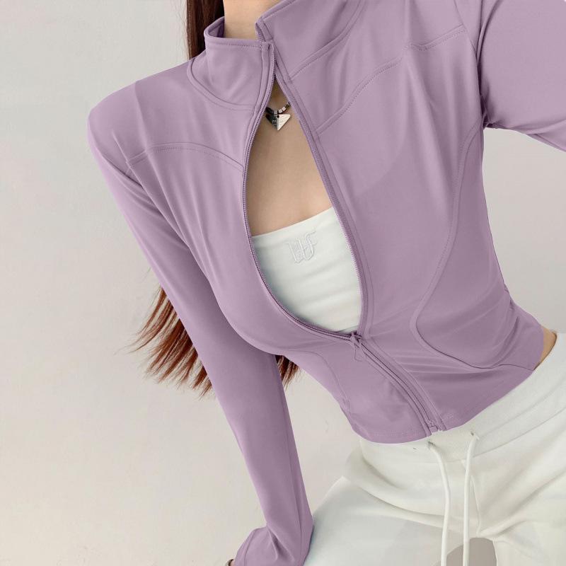 Autumn Women s Slim Fit Quick-dry Stand-up Collar Yoga and Running Jacket L