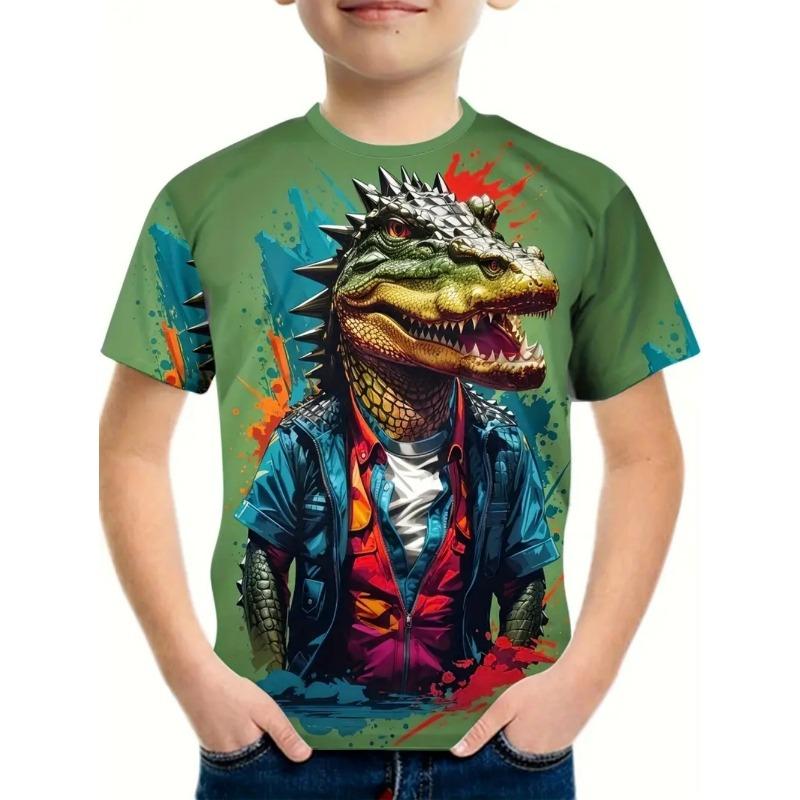 Boys Kids Clothes 3D Print Cartoon Dinosaur Graphic T Shirts