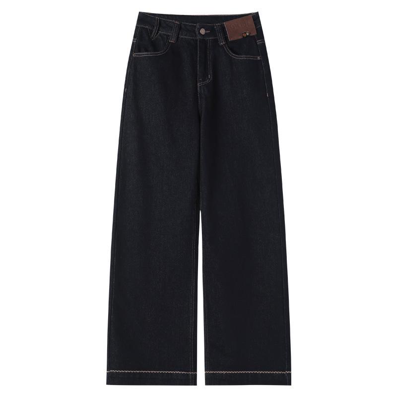 Winter 2025 Velvet Denim High-Waisted Slim-Fit Straight-Leg Pants for Women - Trendy, Casual, and Narrow Version.
