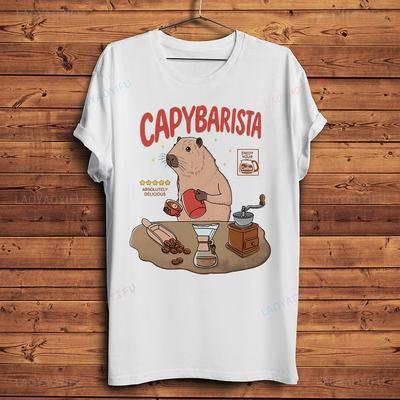 Neko Kat Barista Capybara Luiaard Koffie Grappig T-shirt Mannen Homme Katoen Korte Mouw Tee Unisex Streetwear T-shirt Zonder-sticker Tops