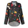 Women's Long Sleeve Shirt Button Vintage Floral Print Casual Hem Irregular Shirt Collar Top
