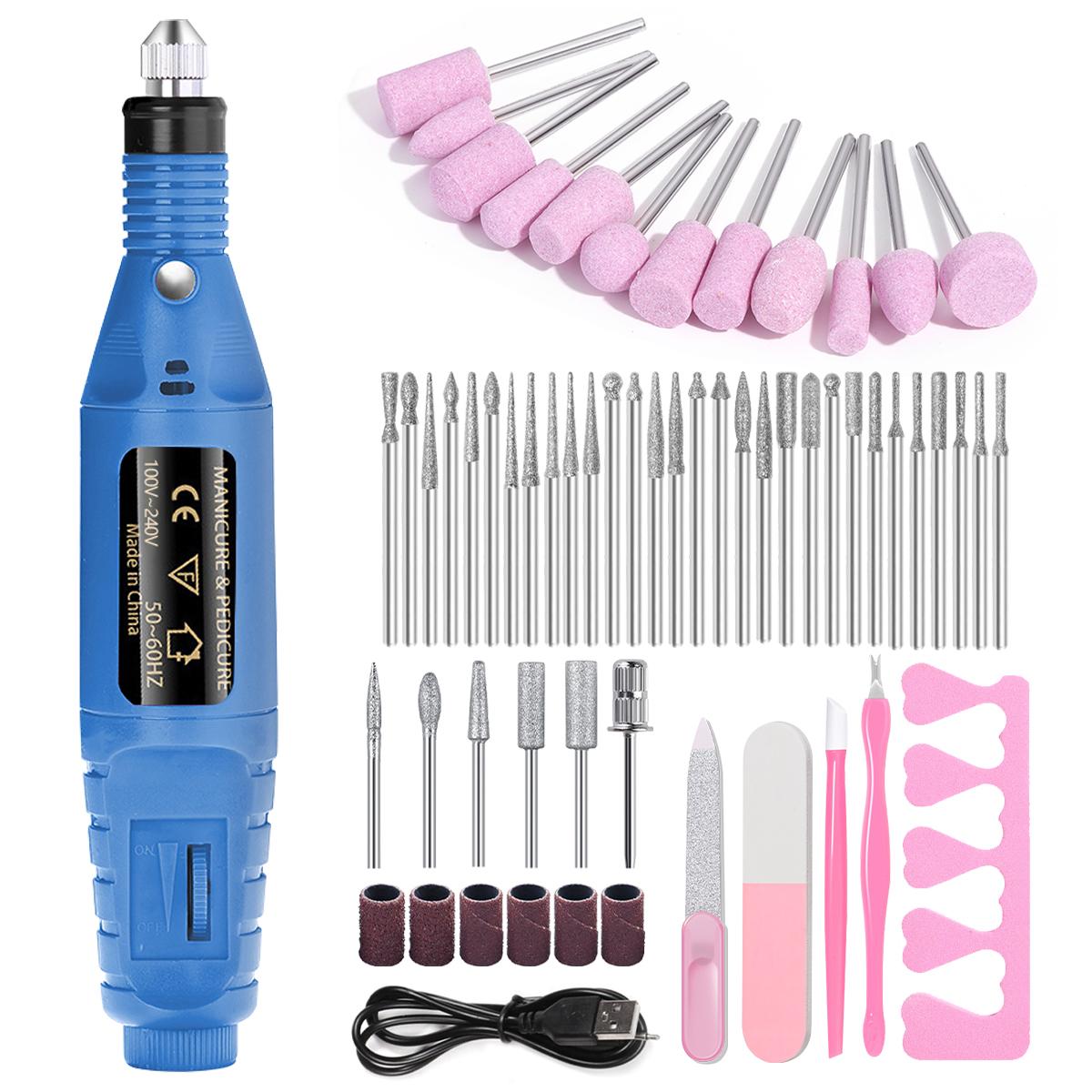 Electric Nail Drill Machine Set Professional Nail Drills Set for Gel Nails Polish Portable Nail File Manicure Tool Set синий