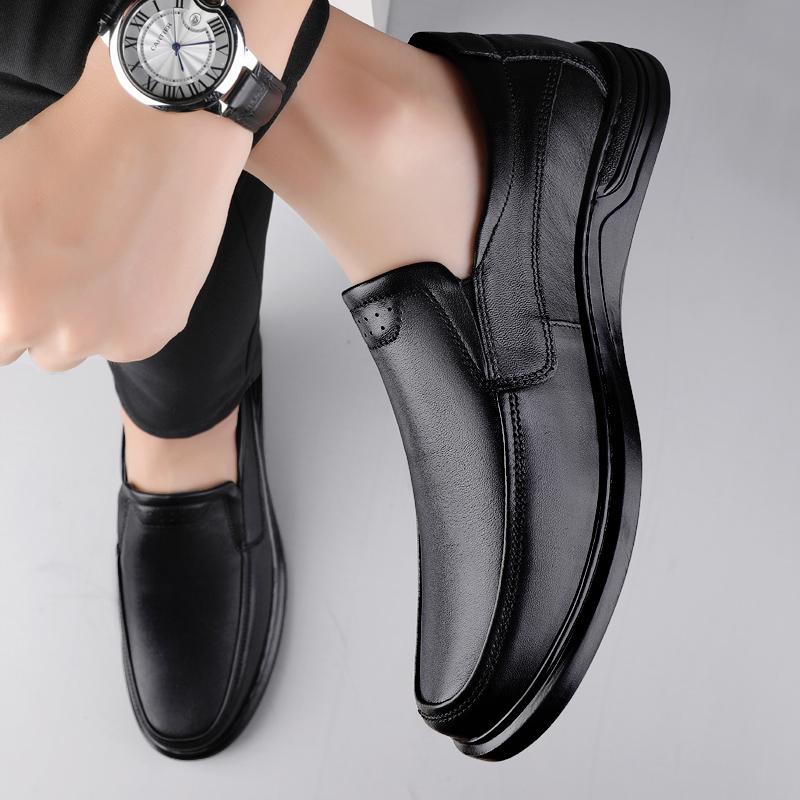 Fashion New Casual Shoes Business Men Slip-on Shoes All-Match Business Loafers Handmade Dress Flats Fashion Mens Genuine Leather Shoes