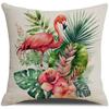 New Summer Tropical Green Plant Flamingo Imitation Hemp Pillow Case Sofa Pillow Living Room Decorative Cushion Cover