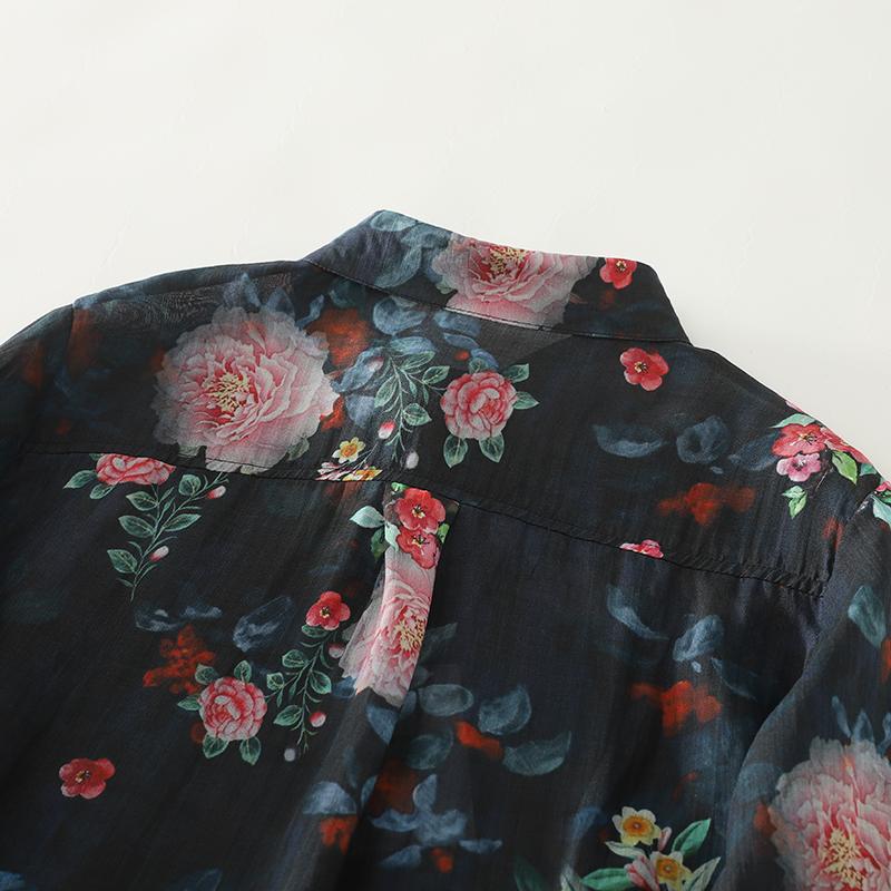 DIMANAF New Plus Size Women Floral Print Tops Shirts Tees Casual Loose Blouse Autumn Cotton Long Sleeve 2025