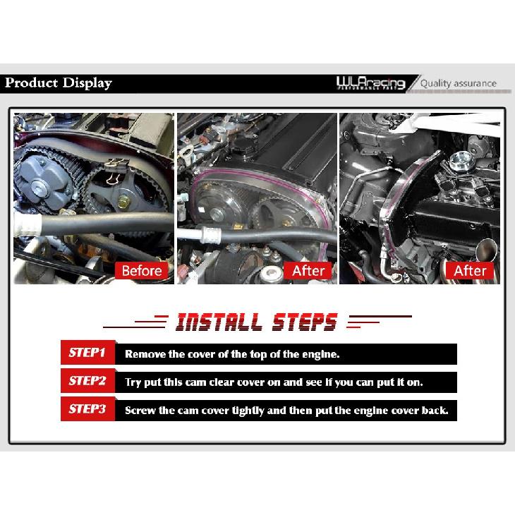 Coperchio Cinghia di Distribuzione Puleggia Ingranaggio Cam Trasparente Per 05-07 Mitsubishi Lancer Evolution 9 EVO IX 4G63t CT9A CT9W Policarbonato