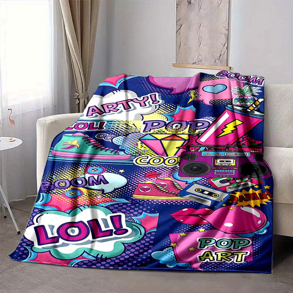 1pc Pop Art Blanket Lightweight Flannel Blanket Throw Blanket For Sofa, Bed, Travel, Camping, Livingroom, Couch, Chair, And Bed yy2509026141