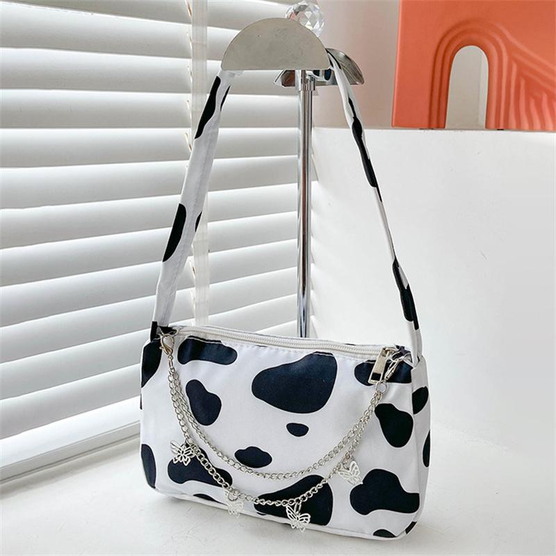 Trendy Reißverschluss Umhängetasche Mini Mode Schmetterling Muster Unterarm Tasche Kleine Stilvolle Kette Dekor Geldbörse