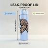 1PC Double Leopard Print Heart 750ml Color Plastic Sports Water Bottle Leakproof Flip Straw Lid Suitable for Sports Office Home Use