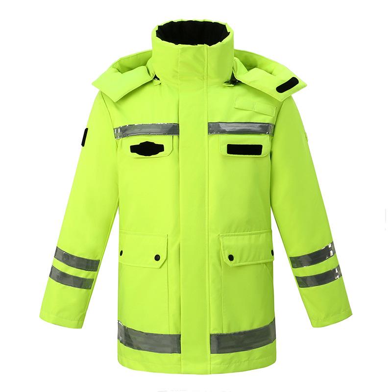 

Three-Layer Fleece-Lined Reflective Raincoat: Cold-Proof and Warm for Outdoor Patrols XXXXL