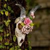 Wall Sculpture Simulation Flower Goat Skull Artwork Props 3D Animal Crafts Decor