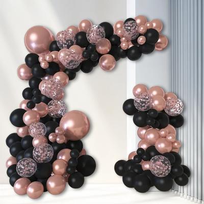 114Pcs Rose Gold Black Confetti Balloon Garland Set Birthday Party Perform Celebration Graduation Wedding Anniversary Decoration