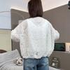 Damen Frühlings-/Sommer-Design Spitze-Aussparung Kurze Jacke Leichtes Lässiges Langarm-Oberteil