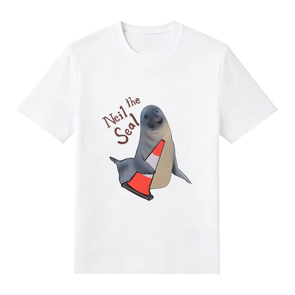 2026 Hot Sale Neil The Seal Unisex Oversized Cotton Tshirt Cartoon Print Trendy Clothing Y2k Gothic Cotton Oversized Tshirts