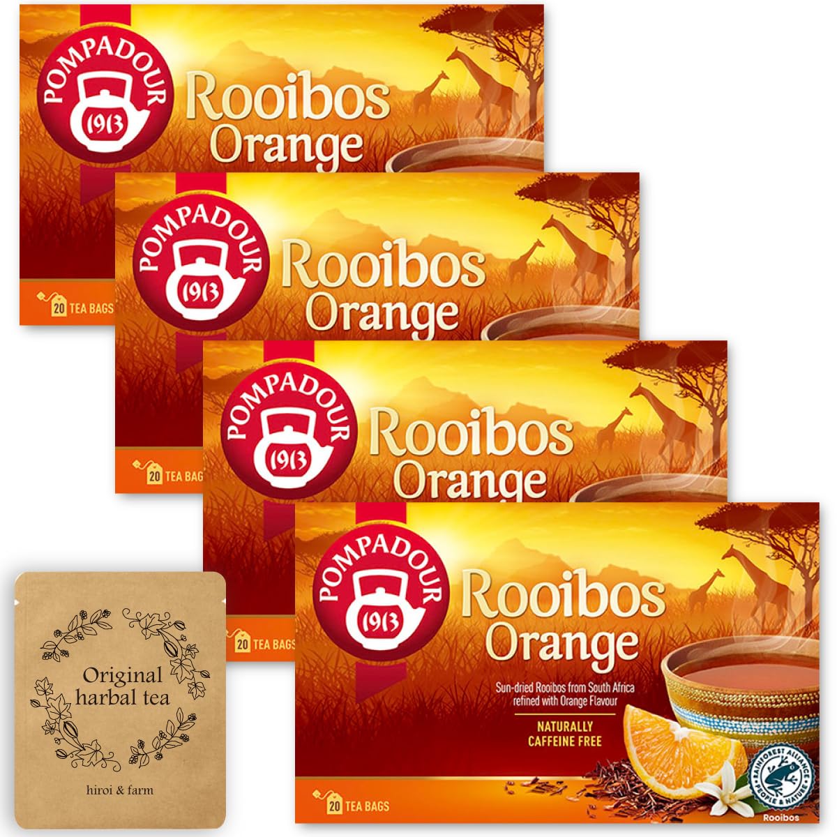 

Чай ройбуш Помпадур Апельсин x 4 коробки Оригинальный травяной чай Образец (20ТБ) +