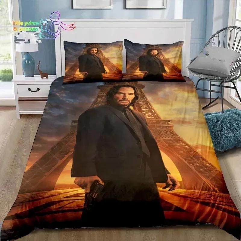 Thriller Film John Wick Bedding Set Single Twin Full Queen King Size Bed Set Adult Kid Bedroom Bedding Gift