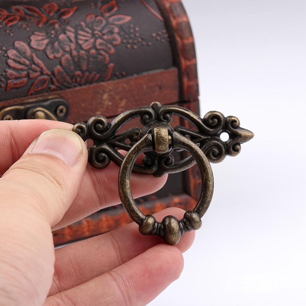 10pcs Vintage Distressed Antique Brass Finish Ring Pulls Handles for Cabinet Cupboard Drawer Dresser