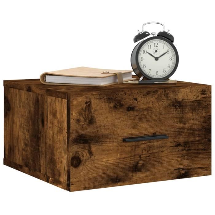 VidaXL Wall-mounted Bedside Table Smoked Oak 35x35x20 Cm 829862