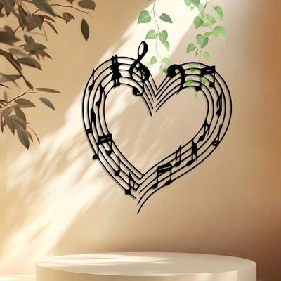 Metal Wall Decor Heart Music Note Black Brown Gift Valentine Pre Drilled Holes