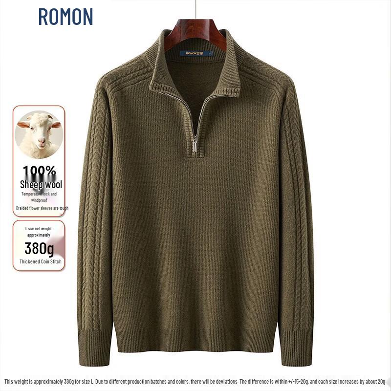 ROMON Men's Half-Zip Wool Blend Sweater