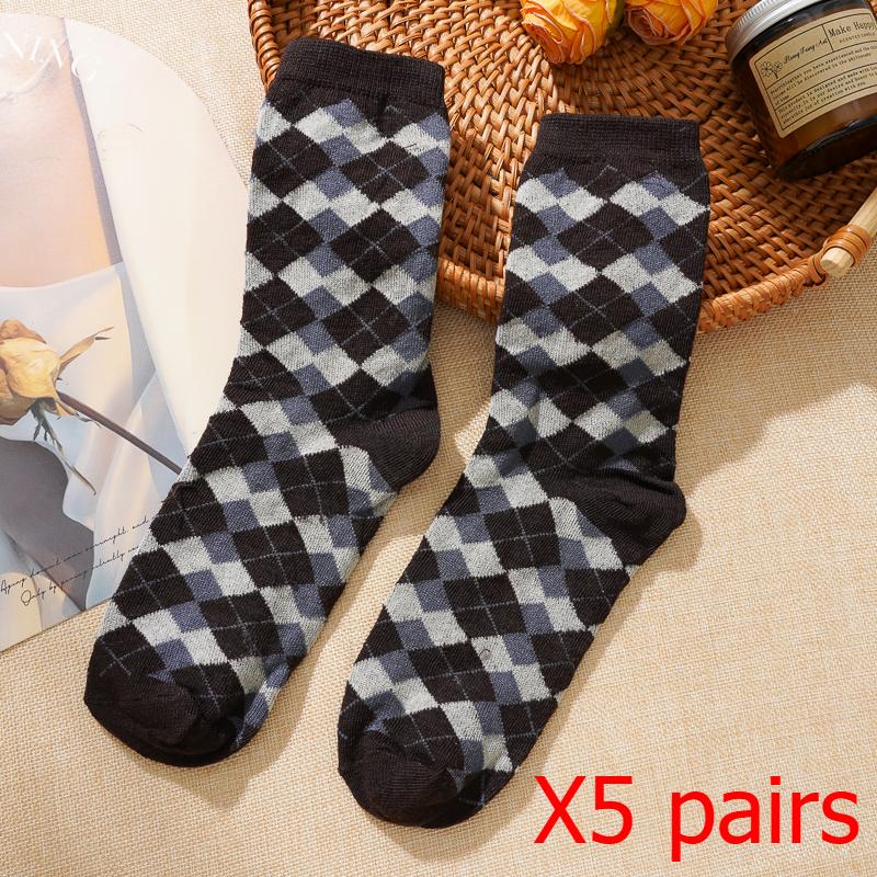 1/5 Paar Vintage Baumwollsocken Damen Niedliche Kniestrümpfe Herbstliche Ästhetik Lange Socken Preppy Knöchelsocken für Damen