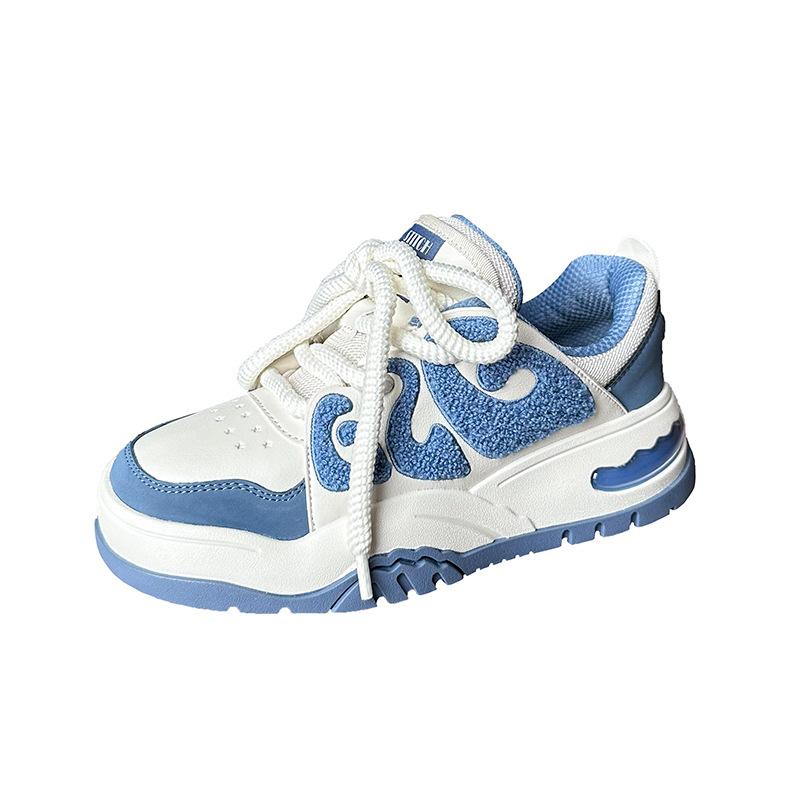 

2025 spring and summer new Internet celebrity versatile couple shoes ins tide color matching casual sports shoes platform white shoes 40 синій