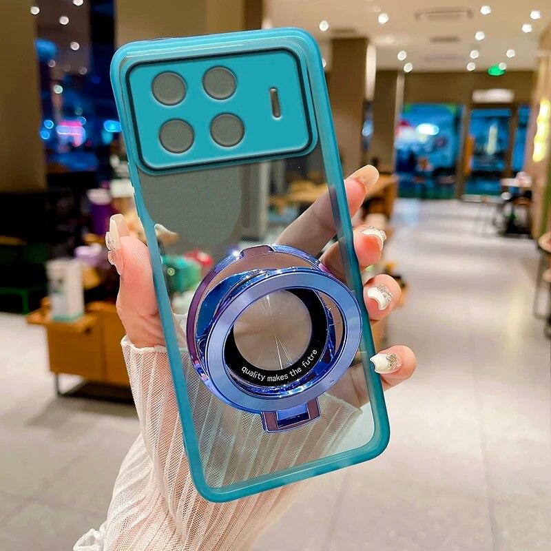 

Чехол для телефона Tecno Spark 20 Pro + 20Pro Plus Прозрачный противоударный мягкий чехол с магнитным держателем-подставкой Полная защитная пленка для камеры силиконовый чехол Spark 20 ProPlus 4G синий