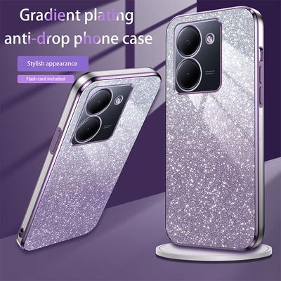 Pro VIVO Y27 5G Y36 Luxusní galvanizovaný třpytivý kryt na telefon pro Vivo Y27 5G pouzdro nárazuvzdorný průhledný měkký zadní ochranný kryt