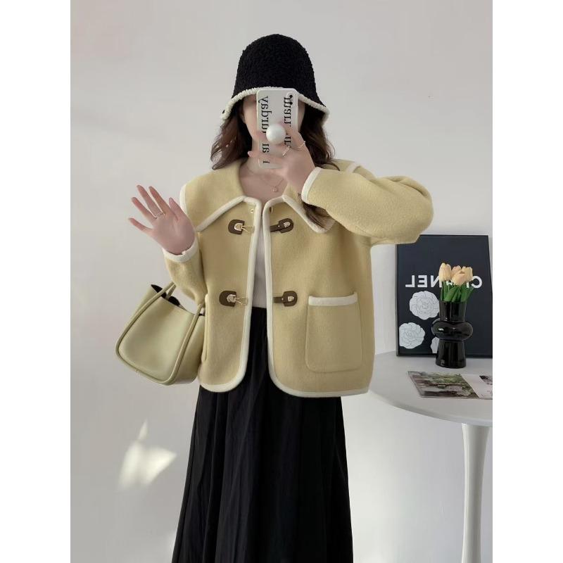 

Весенний новый свободный и тонкий дизайн, вязаный двусторонний кардиган, мягкий ворсистый лацкан, свитер-жакет женский one size fits all жёлтый