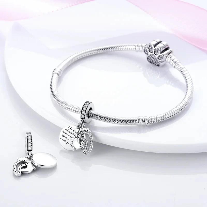 Familien Fußabdruck Perlen Kupfer Original Perlen Passend für Original Charms Armband Perlen Schmuck Geschenke Für Frauen