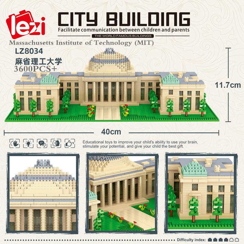 Lezi Mini Blocks Schoole Architecture Adult Assembling Building Bricks Toys For Boy Present Educational Gifts University Model