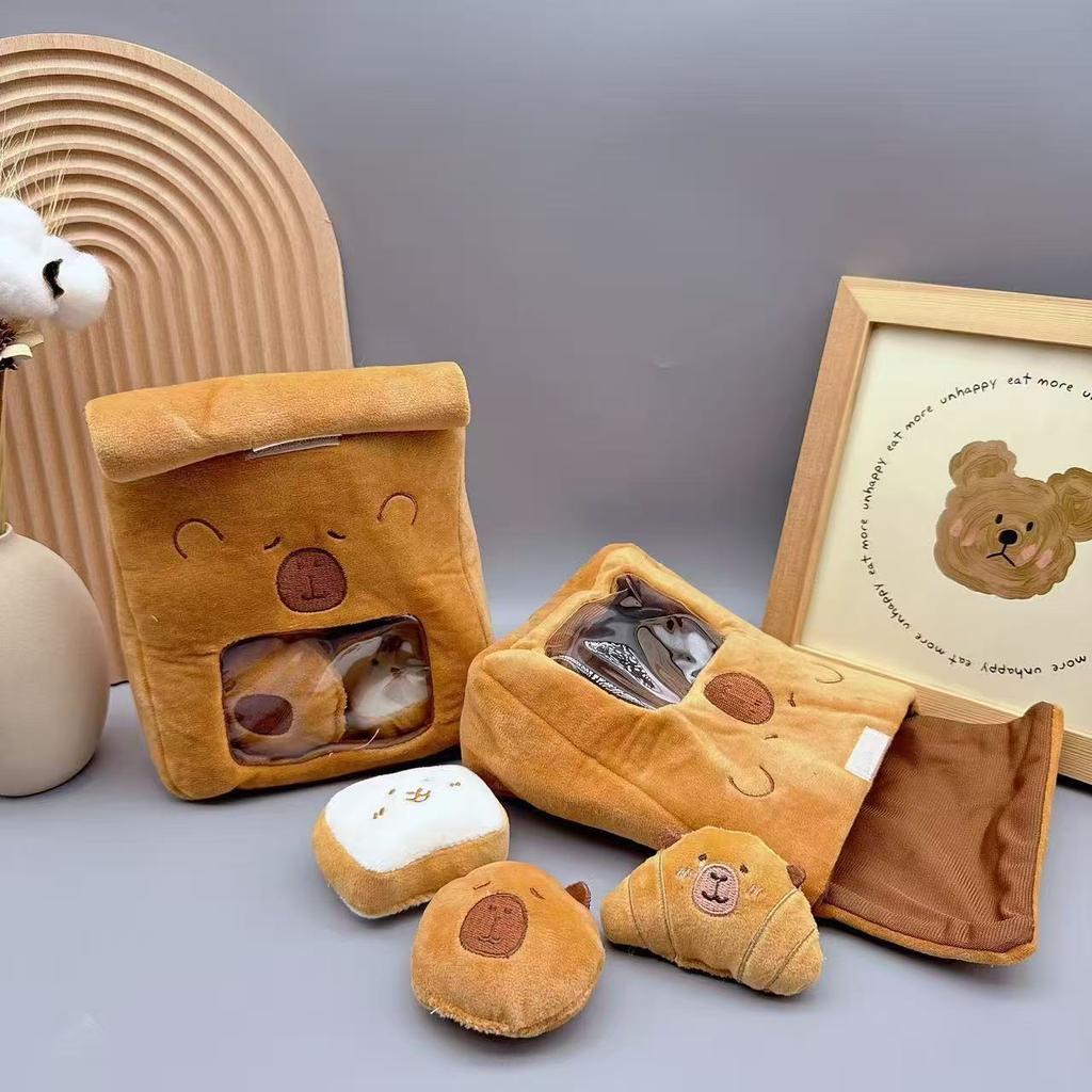 Cartoon A Bag of Capybara Snacks Doll Adorable Stuffed Capibara Doll Snack Bag Plush Toys Creative Pudding Bag Kawaii Kids Gifts