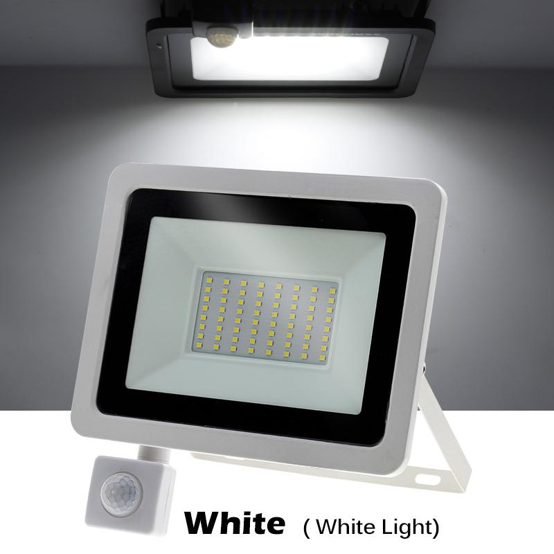 LED Floodlight PIR Motion Sensor White/Warm White IP66 AC220V Exterior Projector Spotlight SMD2835 Outdoor Lighting Floor Lamp